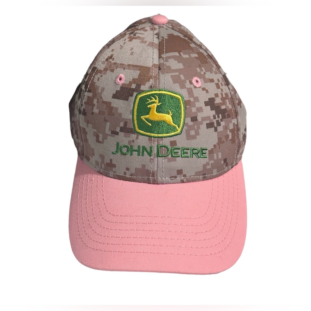 JOHN DEERE Womens Pink Camo Baseball Hat Cap Adjustable NEW